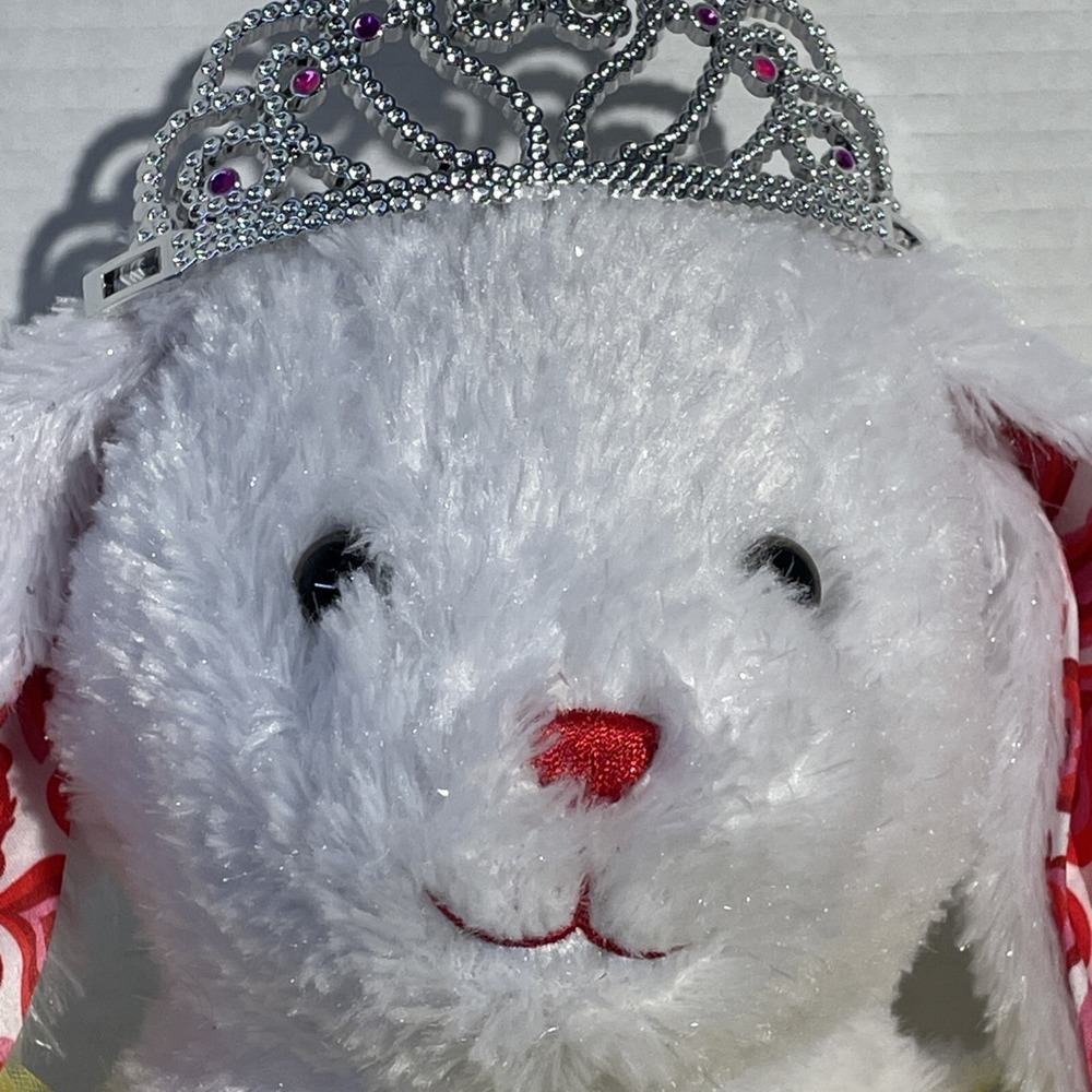 Build a Bear BAB Heart Pawlette Rabbit 16" White Sparkle Bunny With Disney Dress - Picture 2 of 16